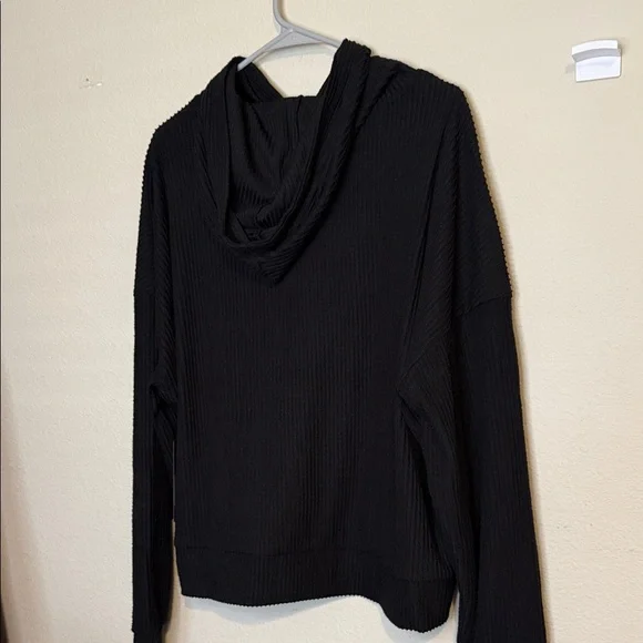 Bebe Black Ribbed lightweight Hoodie, NWT - Picture 3 of 6